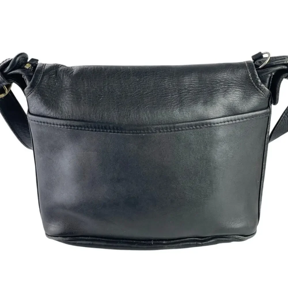 Coach Women's Black 100% Leather Crossbody Signature Satchel Handbag OS